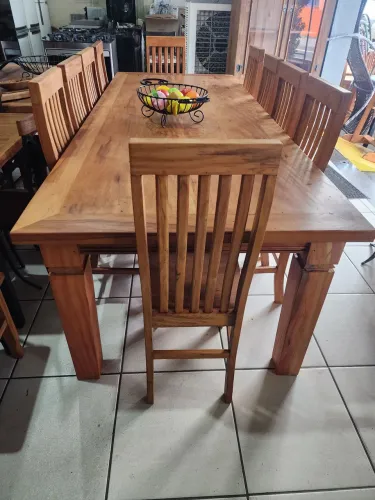 Jogo de mesa 10 cadeiras em madeira de Demolição Peroba rosa 