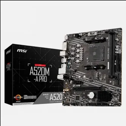 Placa Mãe MSI A520M-A PRO, AM4, Slot M2 Nvme, Atualiza, Nova, Na Caixa