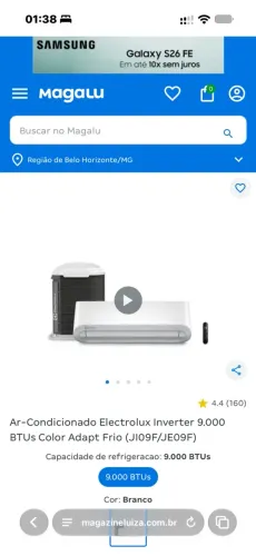 Ar condicionado Electrolux 9000 BTUS