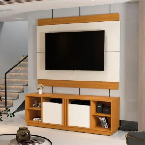 Rack + Painel Carra 1,60m Para TV Até 60'' Com Rodízios Embutidos! frete e Montagem Grátis