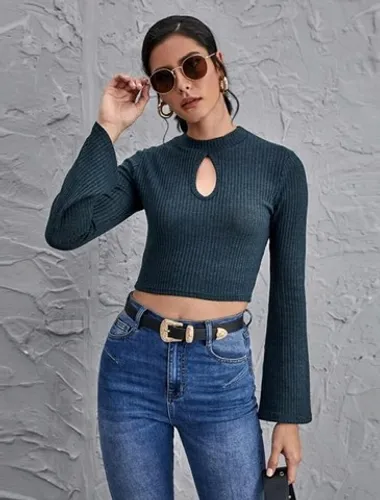 Promoção!!! Blusa canelada manga flare Shein NOVA