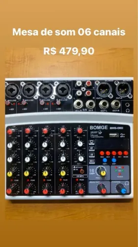 Mesa de som com seis canais