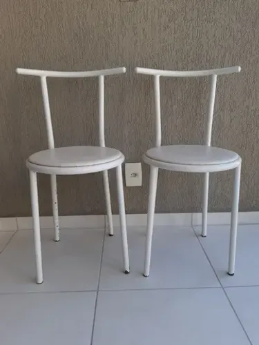 Conjunto com 2 Bancos Branco com Encosto