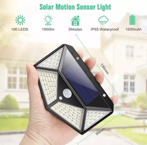 Arandela solar 100 leds