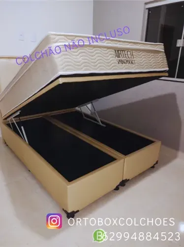 Box Baú Casal com repartição revestimento corino e suede