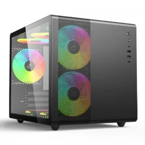 Gabinete Gamer C3Tech Aquarius, Mini Tower, Vidro Temperado, M-ATX, Sem Fonte, Sem Fan, Pr