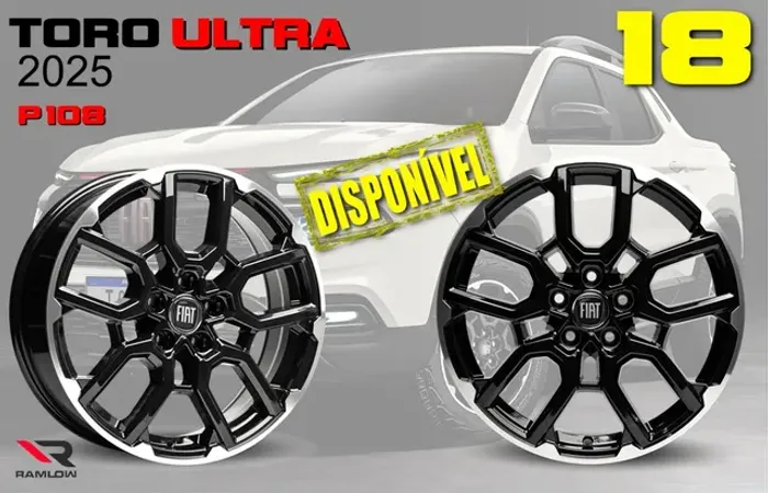 Roda aro 18 Fiat Toro Ultra preta com diamantado jogo