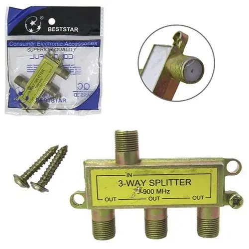 Conector / Divisor De Antena De Metal Com 3 Saídas
