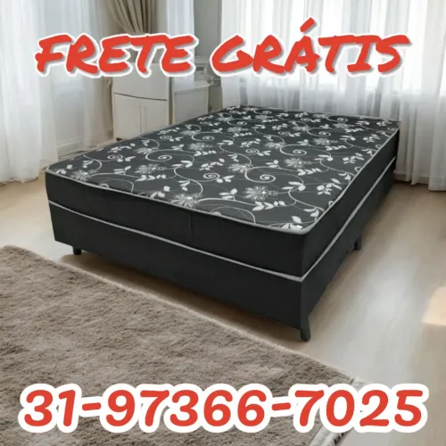 CAMA BOX CASAL / COLCHÃO D33 10CM DE ESPUMA FIXO / PRONTA ENTREGA 