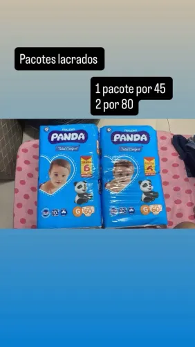 Pacotes de Fralda Panda tamanho G, 45 R$ Cada 2 por 80,00