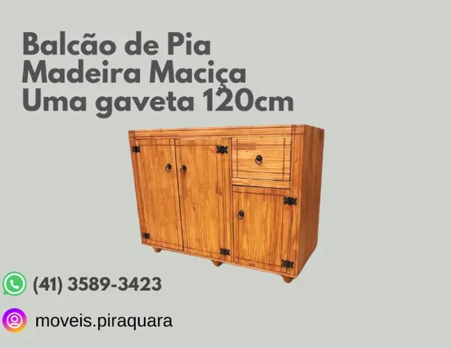 Balcão de Pia de Madeira 1,20m(Sem O Tampo)