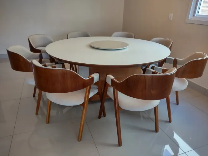 Mesa de Jantar Moderna Madeira Cadeiras