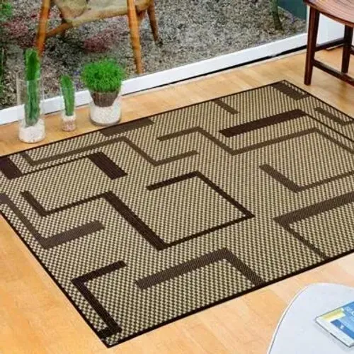 Tapete com Detalhes pretos Retangular Sisal Bege Interno 1,5mx2m