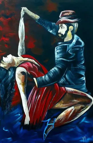 Quadro abstrato de dança