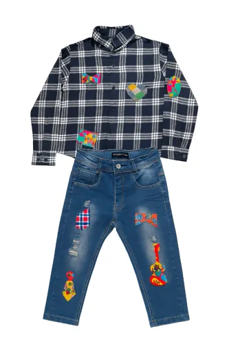 Kit 3 peças: calça, camisa e bota (para Festa Junina) 