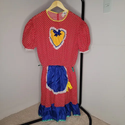 Vestido de chita festa junina adulto - Tamanho 48, sem bombacha