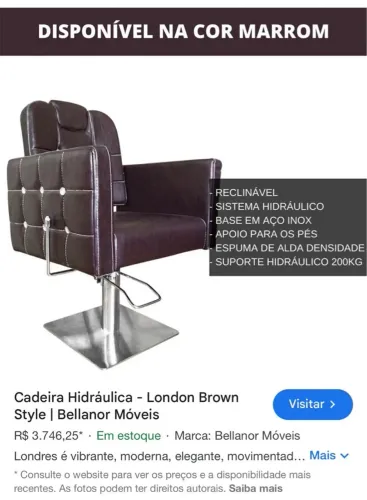 Cadeira Hidráulica London Brown Style Bellanor Móveis