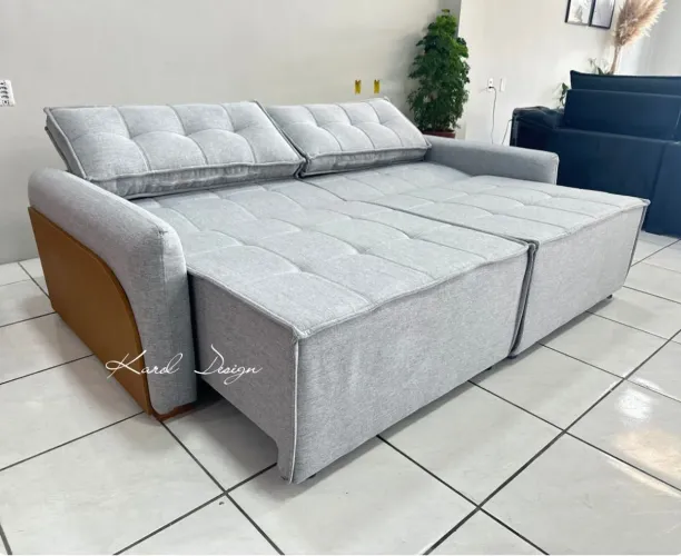 Sofá Cama 3 Lugares Cinza - Novo