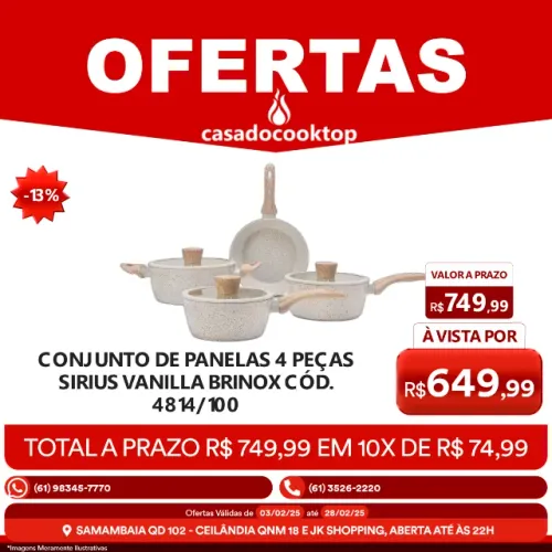 Conjunto De Panelas 4 Peças Sirius Vanilla Brinox Cód. 4814/100