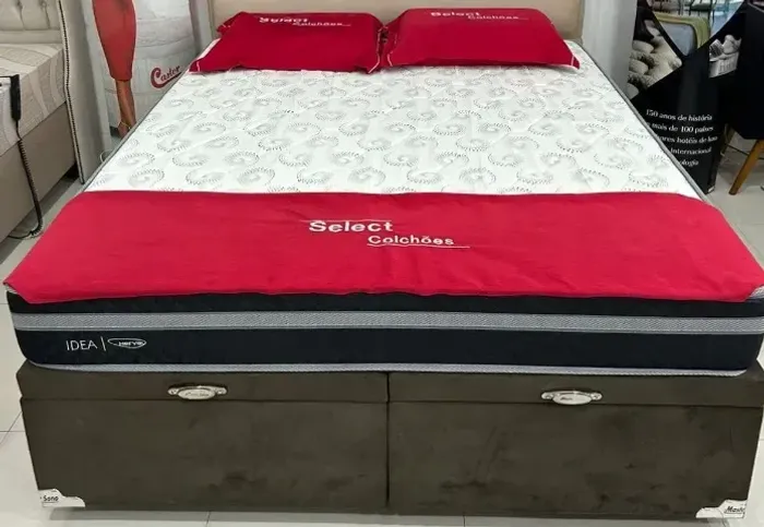 Colchão Herval de Molas Ensacadas C1728 + Base Baú Queen 158x198x66 - Select Colchões