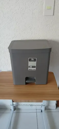 Lixeira de Pedal OU Trium 20L - Cinza - Design Minimalista