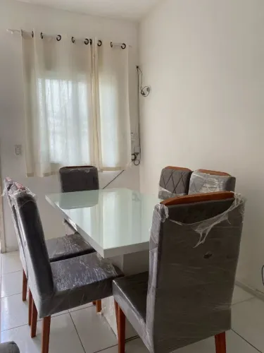 Mesas de jantar tampo de vidro laqueado 6 lugares