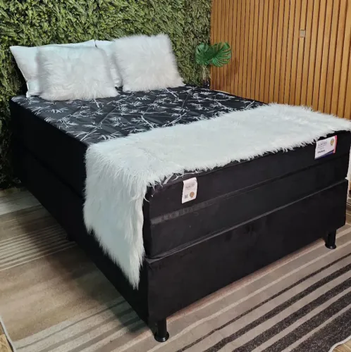 Cama Box Casal Conforto e Elegância molas encadas dreams colchao de 32 cm