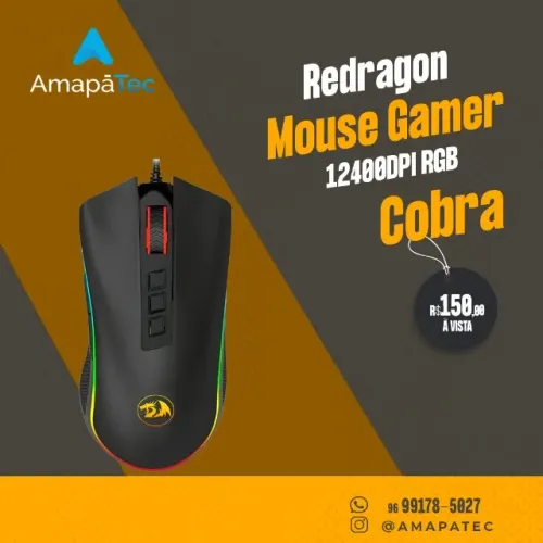 Mouse Gamer Redragon Cobra, Chroma RGB 12400DPI