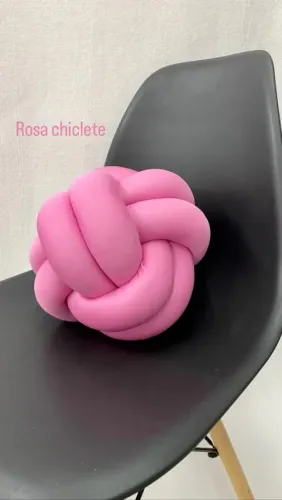 Almofada De Nó Escandinavo Decoração 25cm - Rosa Chiclete