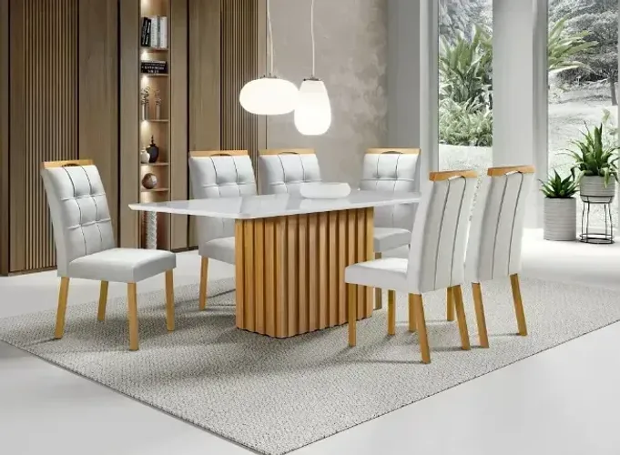Mesa de Jantar Itália Tampo Laqueado Vidro