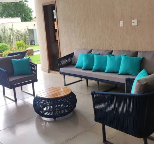Sofá elegante e confortável em corda náutica