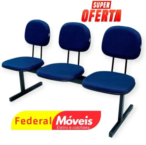 Longarina Secretária 3 Lugares - Conforto e Praticidade em Tecido