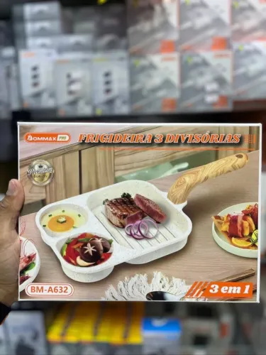 Frigideira antiaderente 3 Divisórias Bommax Pro - Entrega em São Luís e região<br>