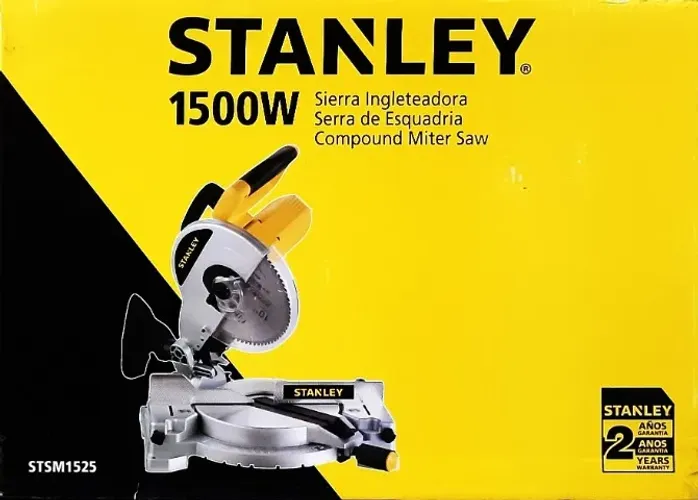 Serra esquadria Nova Stanley STSM1525B2 c/ 2 discos 1alumínio 80d e 1madeiras 32d