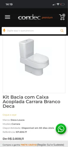 Vaso acoplado Deca (Carrara)