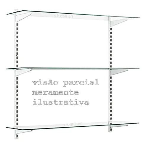 prateleira de vidro e cremalheira