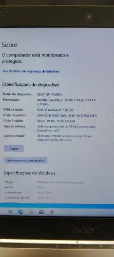 Acer aspire 5 i5 7° ger 8 ram HD 300 gb