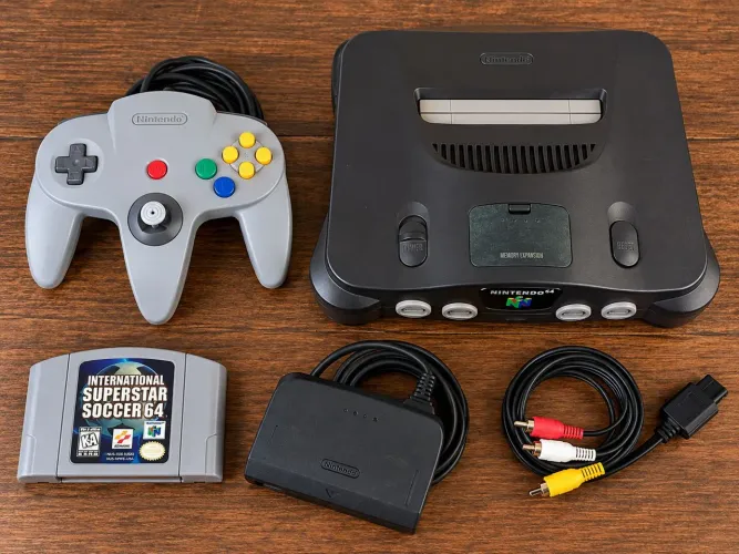 Nintendo 64 Completo + Controle + Super Star Soccer 64 - R$ 400