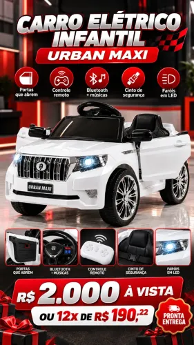 ? Carro Elétrico Infantil Urban Maxi Branco com Controle Remoto