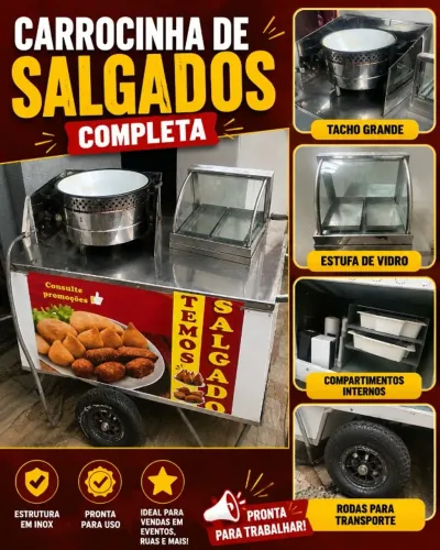 CARROCINHA DE SALGADOS COMPLETA À VENDA