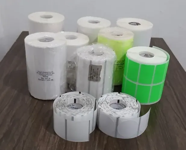 Kit de Etiquetas Adesivas para Impressora Térmica (10 Rolos)