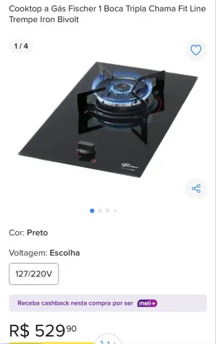 Cooktop fischer chama tripla a Gas
