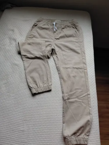 Calça Jogger Infantil Masculina Sarja Bege Tam. 12