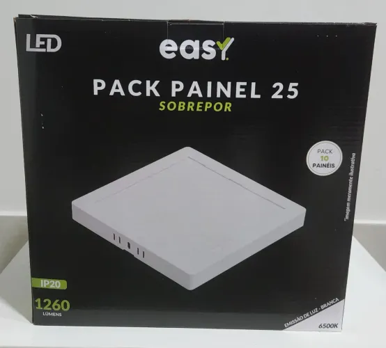 Kit 10 Painéis LED 25W Sobrepor 6500K Branco Frio Bivolt