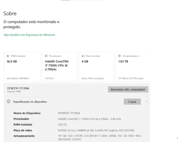 Notebook Dell Inspiron 14 i7