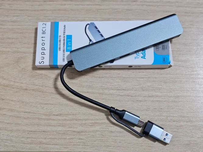 Hub 8 em 1 - Usb 3.0, Usb 2.0, Hub e Usb C, tf/sd, tipo C e áudio - Produto Lacrado!!!