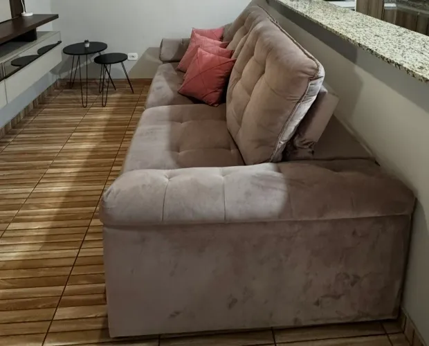 Sofá Suede rosa - Marca: Santo Sofá - 2.30largura