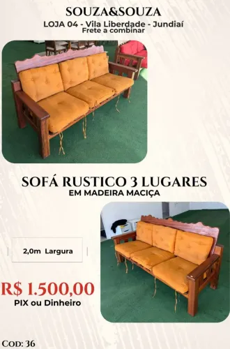 Sofá Rústico 3 Lugares 