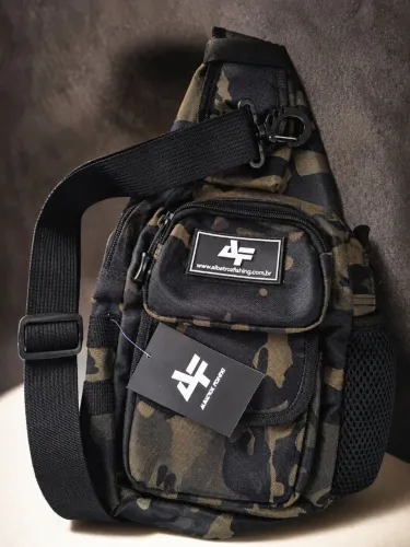 Mochila transversal camuflada pescaria 