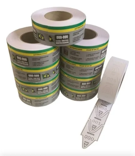 Bobinas de Senhas 5 Rolos C/2000 Senhas Numeradas  Senha Papel Branco  Impressão em Preto.